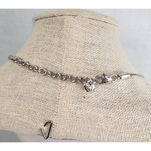 Brighton Silver Plated Swirl Circular Pendant Snake Chain Collar 17" Necklace - Picture 10 of 12